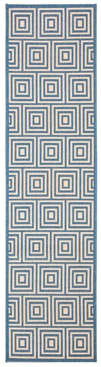 LINDEN 173 Collection LND173N-28 Cream / Blue 2'-2" X 8'