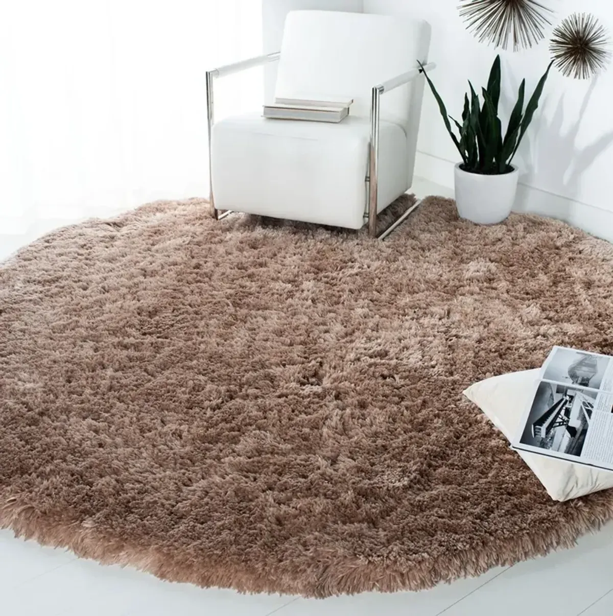 ARCTIC SHAG Brown 8' X 8' Round Round Rug