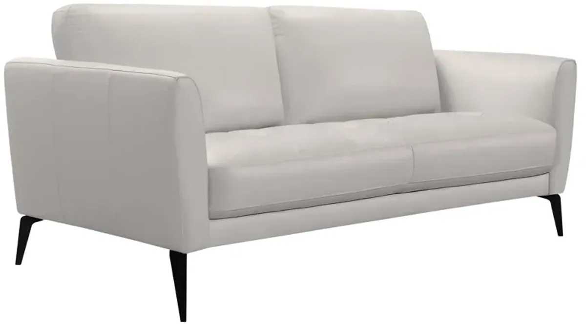 Hope Contemporary Sofa in Genuine Dove Gray Leather with Black Metal Legs