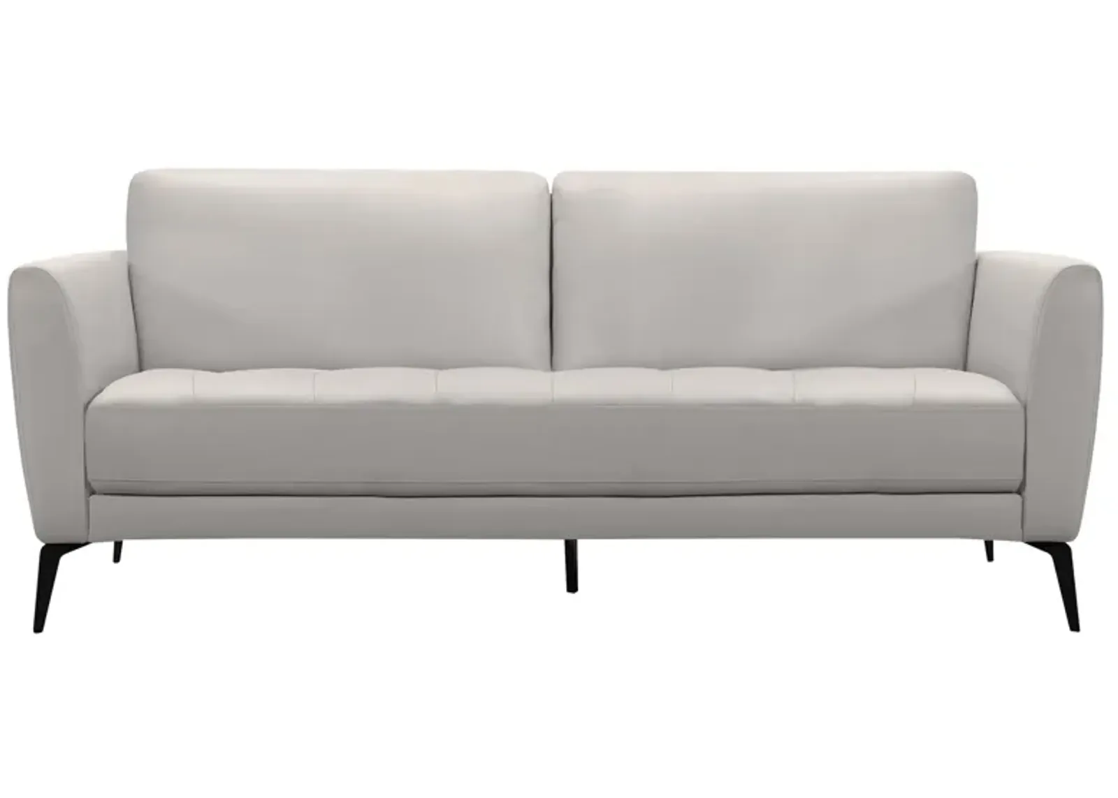 Hope Contemporary Sofa in Genuine Dove Gray Leather with Black Metal Legs