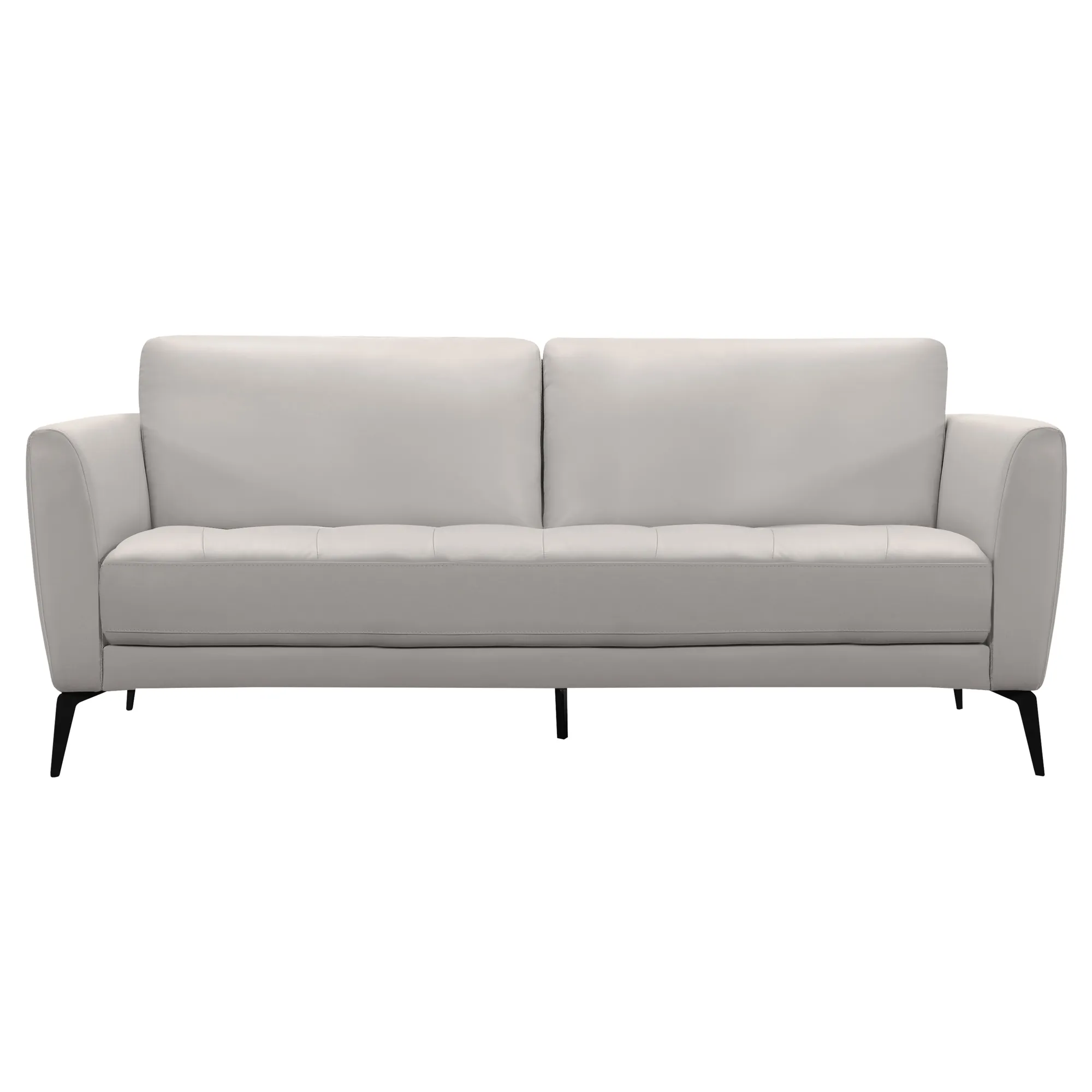 Hope Contemporary Sofa in Genuine Dove Gray Leather with Black Metal Legs