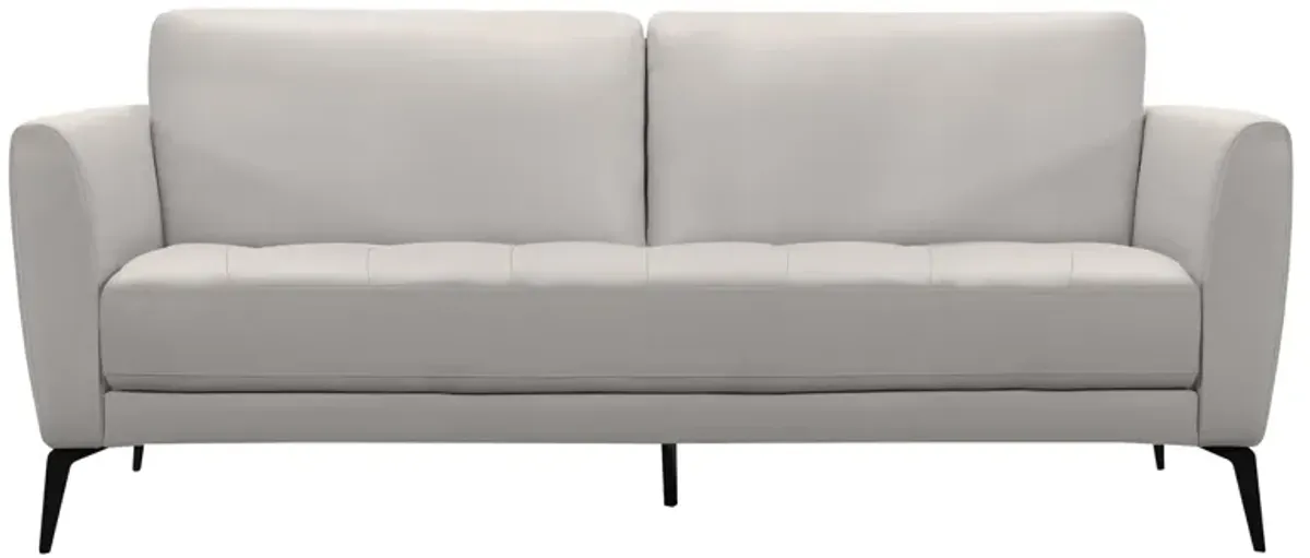 Hope Contemporary Sofa in Genuine Dove Gray Leather with Black Metal Legs