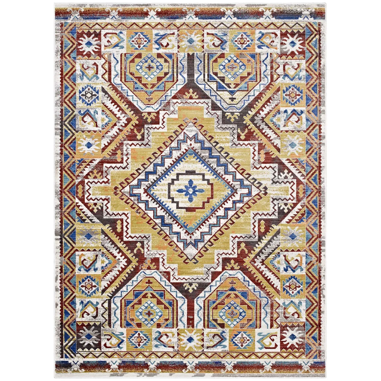 Florita Distressed Southwestern Aztec 5x8 Area Rug