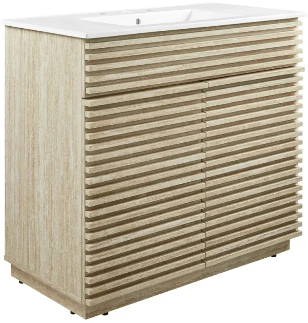 Render 36" Faux Travertine Bathroom Vanity With Sink by Modway