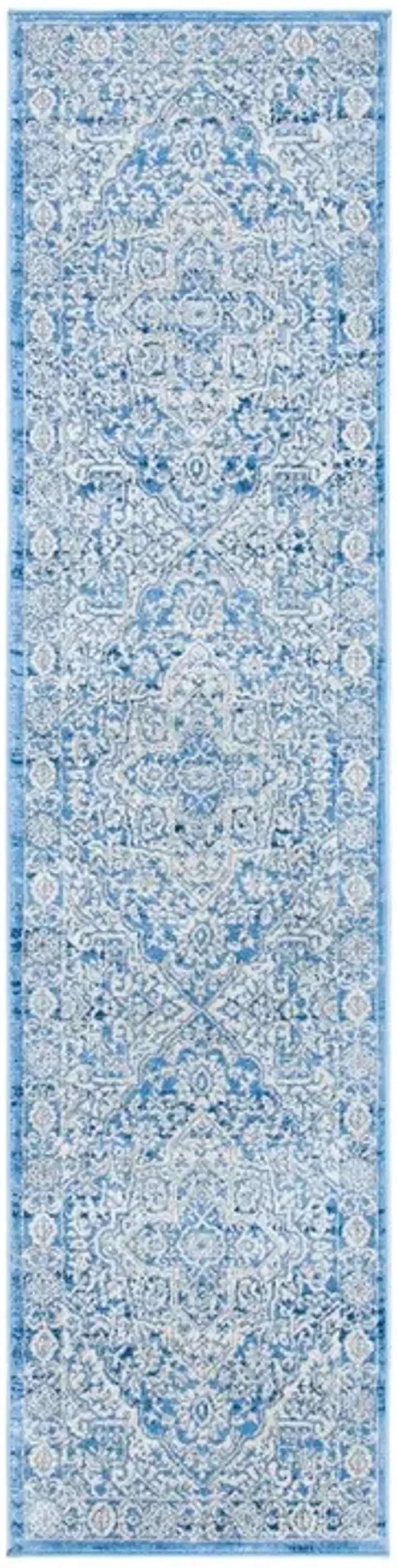 Brentwood 832 Ivory / Navy 2' X 8' Runner Powerloomed Rug