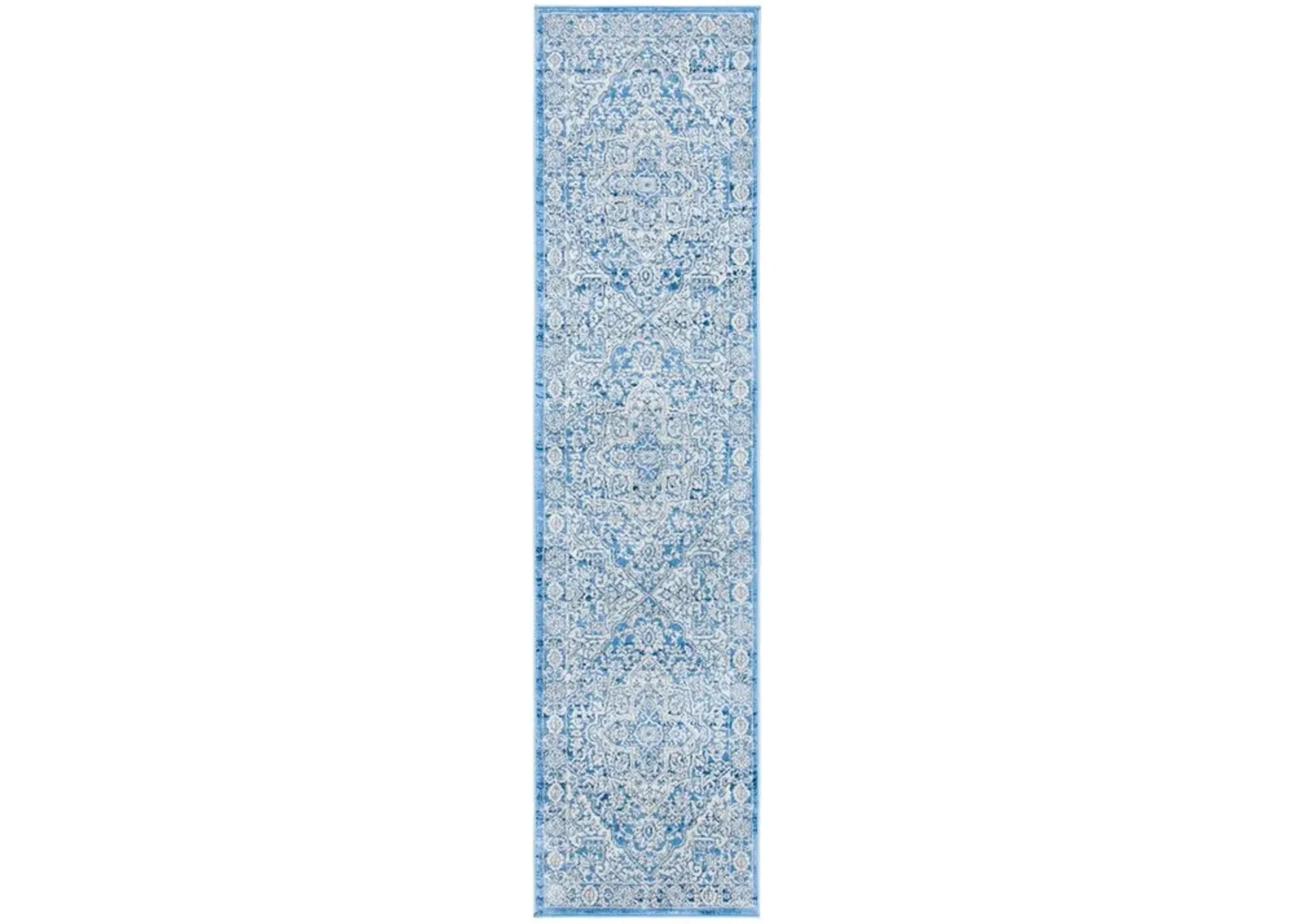 Brentwood 832 Ivory / Navy 2' X 8' Runner Powerloomed Rug