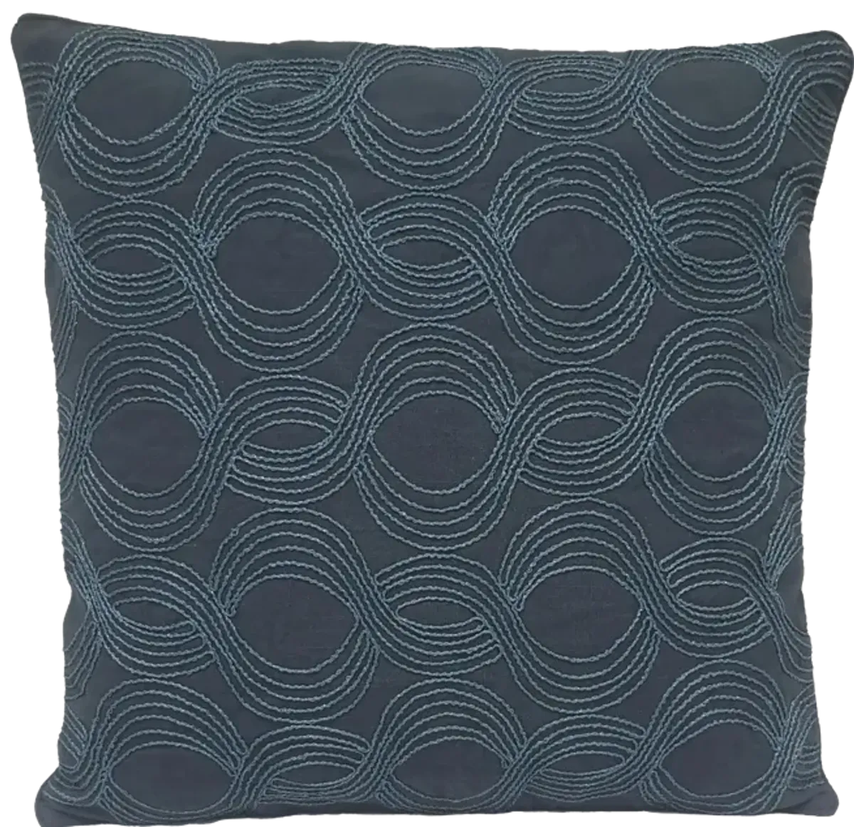 Embroidered Wave 20x20'' Pillow - Blue