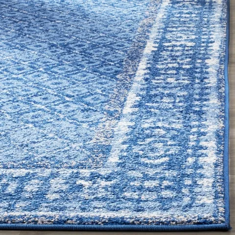 Adirondack Contemporary Light Blue / Dark Blue 8' X 10' Powerloomed Rug