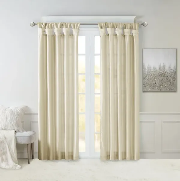 Madison Park Emilia Champagne Twist Tab Lined Window Curtain Panel