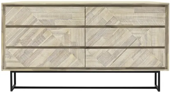 Peridot 6 Drawer Dresser in Natural Acacia Wood