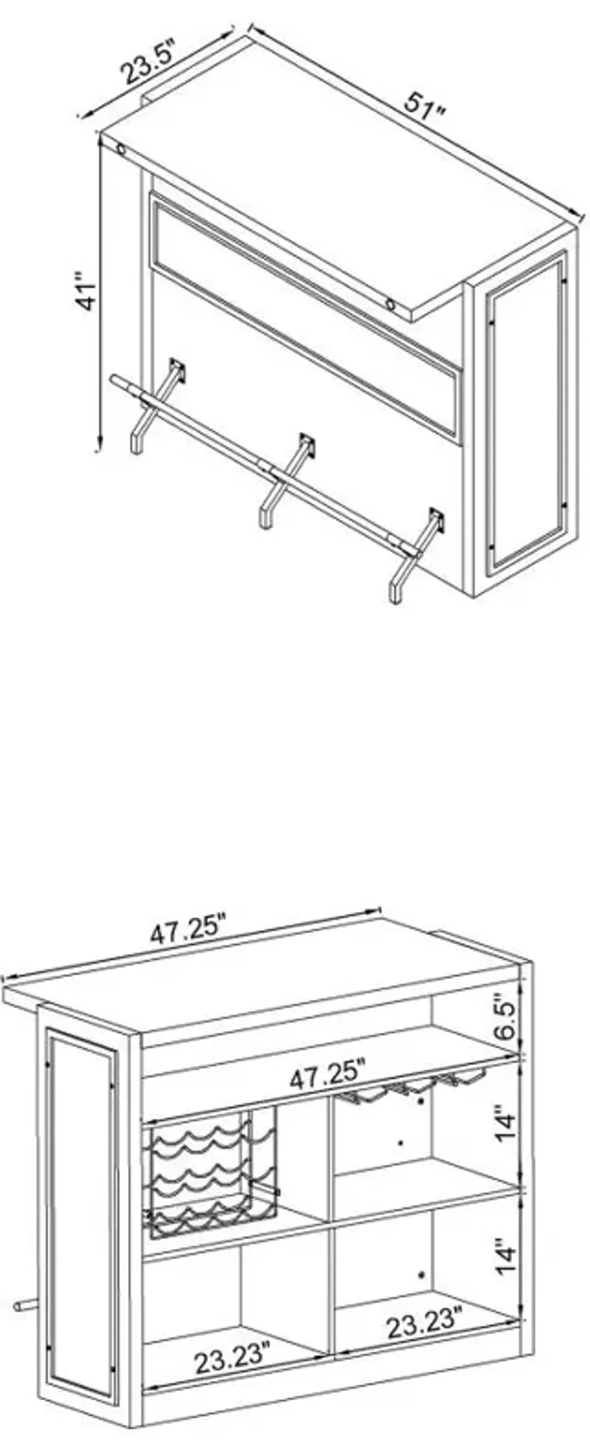 Joe 5-shelf Bar Unit Aged Oak