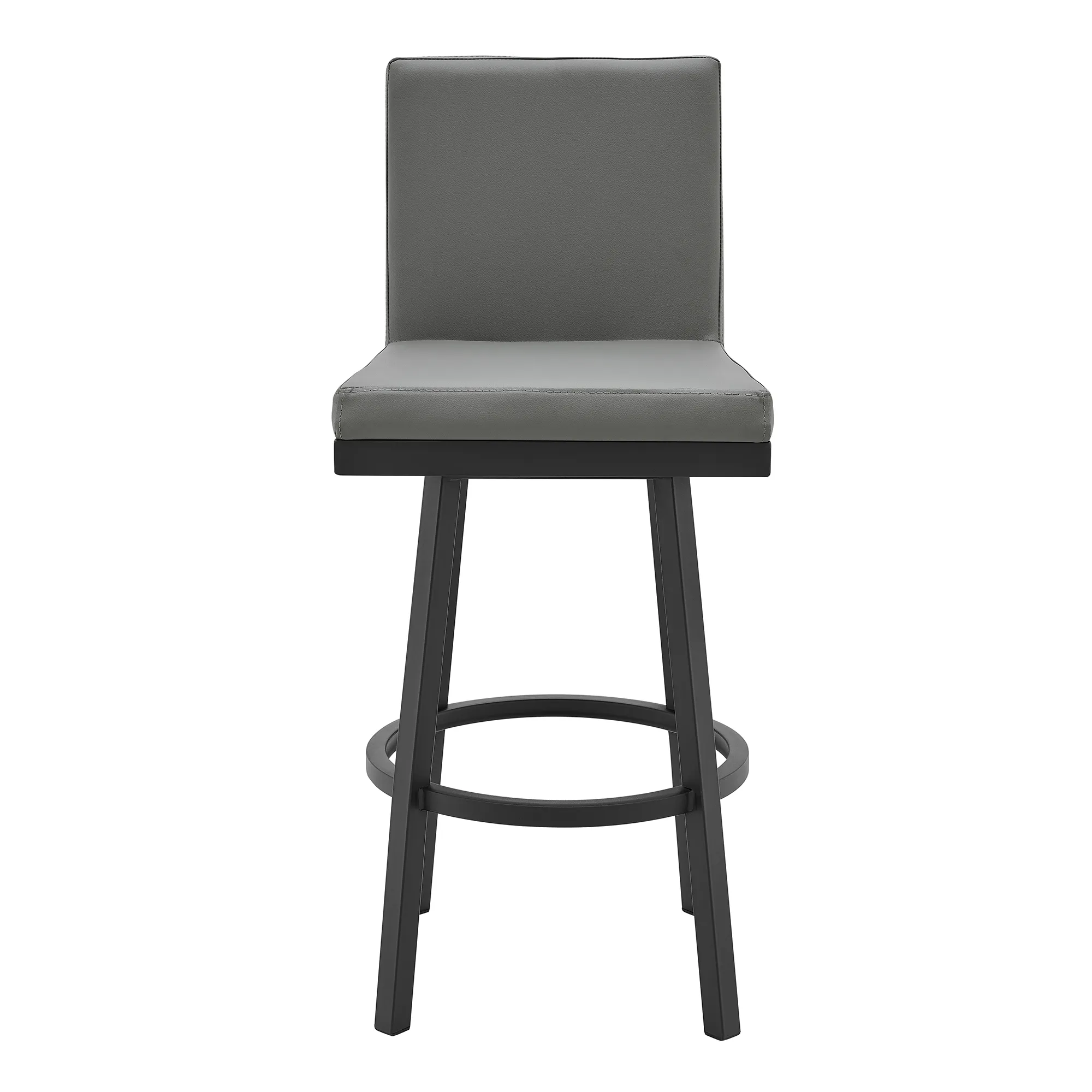 Rochester Swivel Modern Metal and Gray Faux Leather Bar and Counter Stool