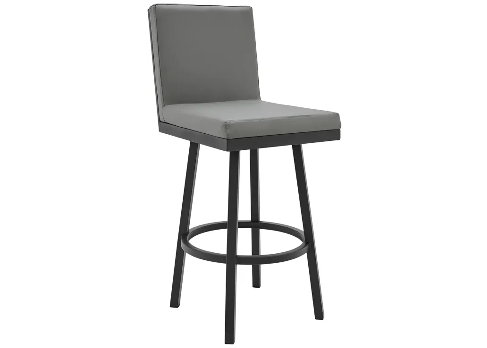 Rochester Swivel Modern Metal and Gray Faux Leather Bar and Counter Stool