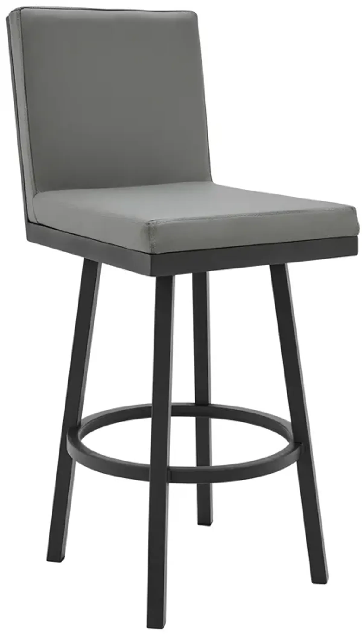 Rochester Swivel Modern Metal and Gray Faux Leather Bar and Counter Stool