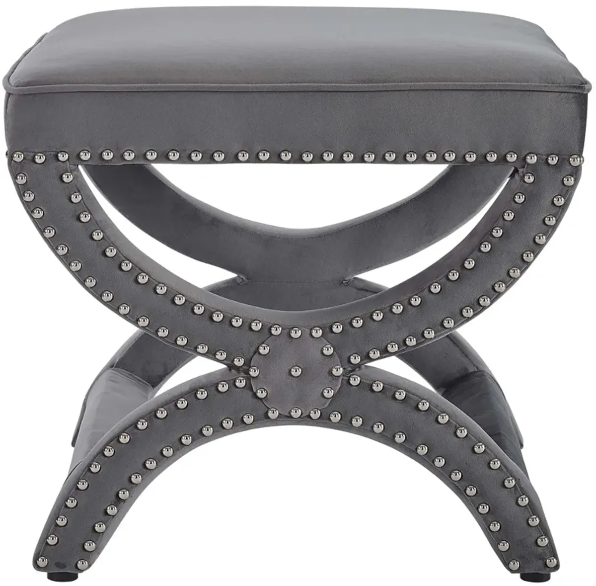 Expound Upholstered Nailhead Trim Performance Velvet Ottoman