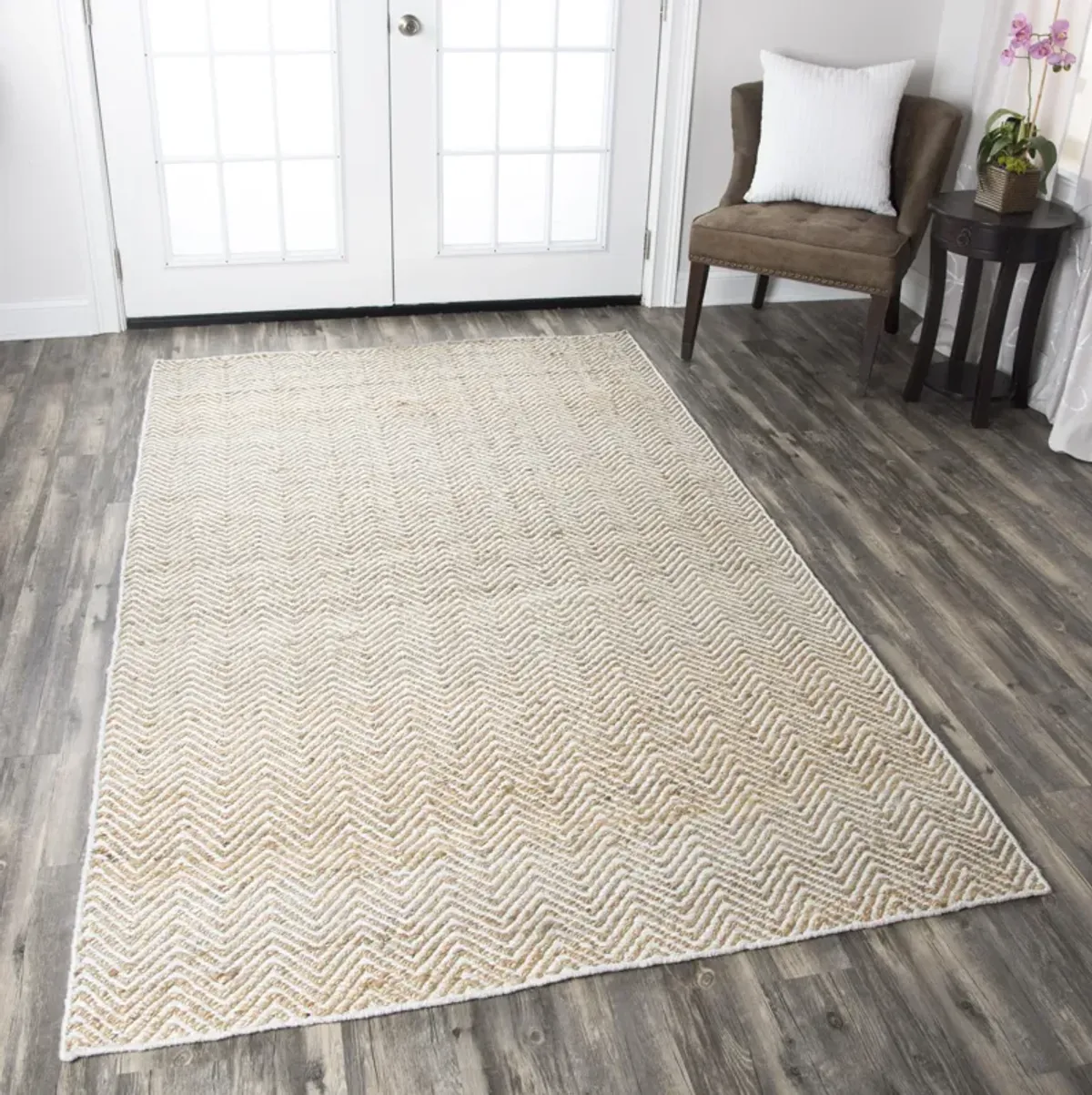 Ellington Natural  chevron  Jute / Wool  3' x 5' Rectangle Rug