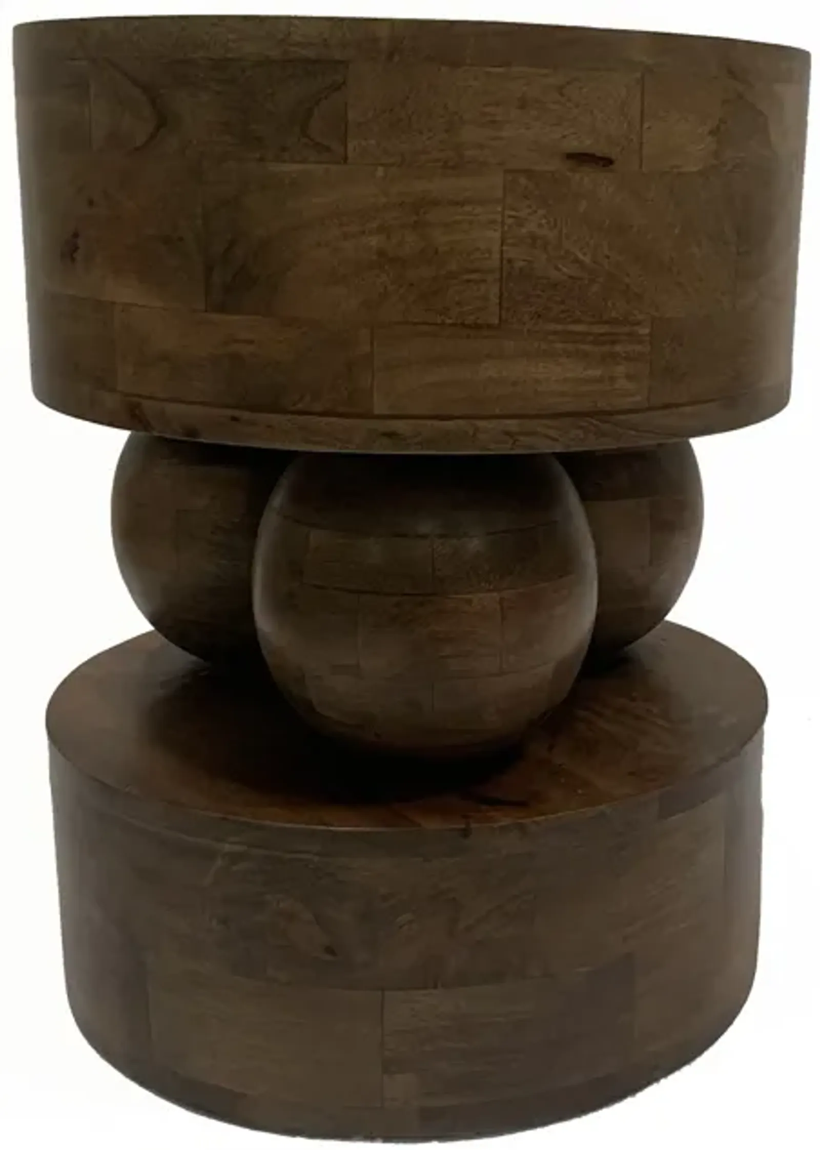 Wood, 20"3- Orbs Accent Table, Brown