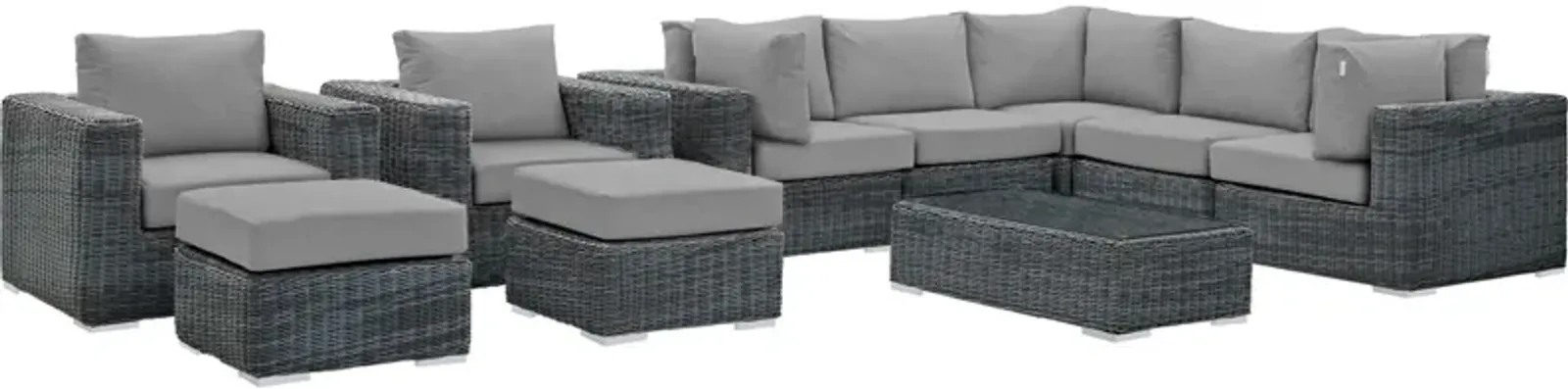 Summon 10 Piece Outdoor Patio Sunbrella® Sectional Set