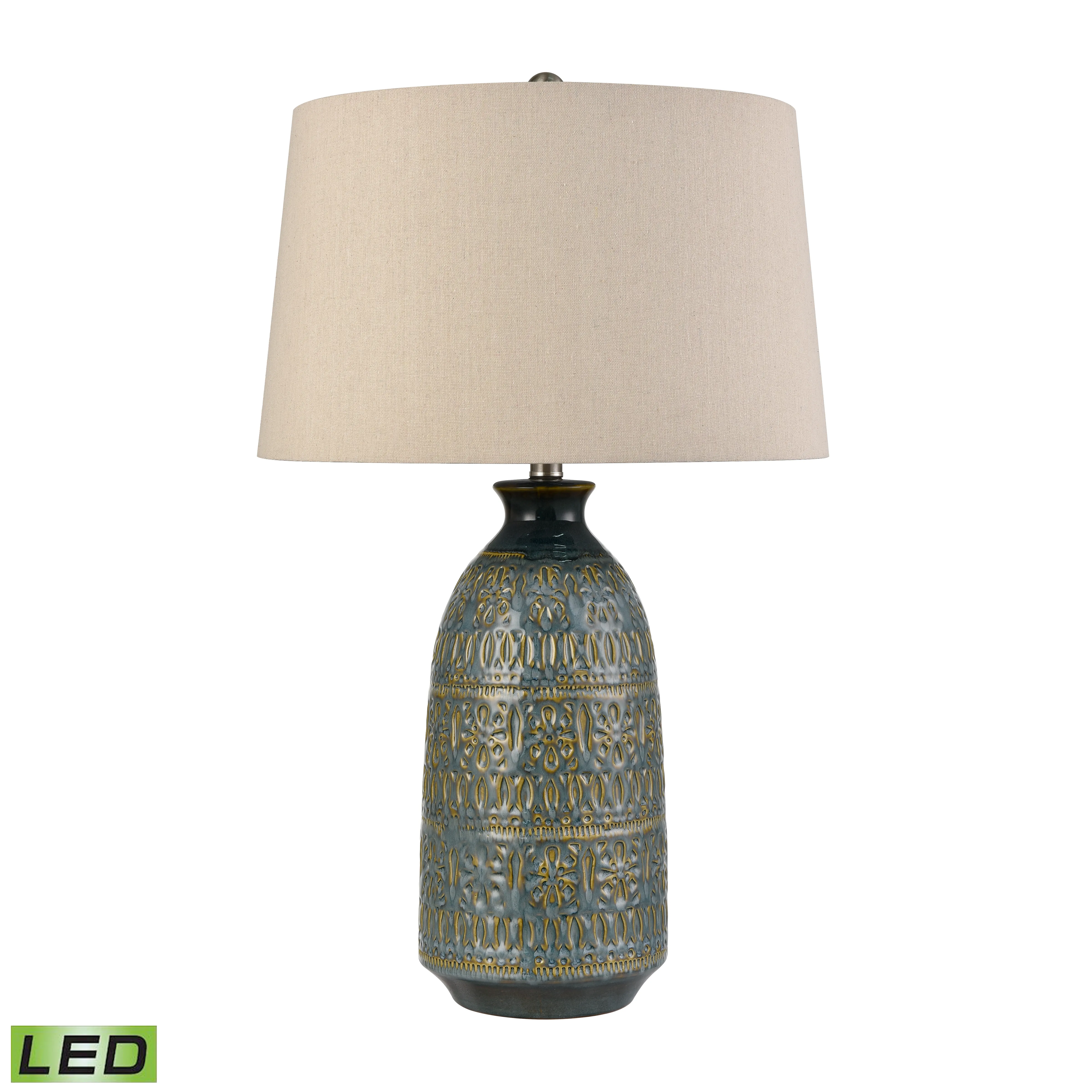 Burnie 28'' High 1-Light Table Lamp - Blue Glazed - Includes LED Bulb