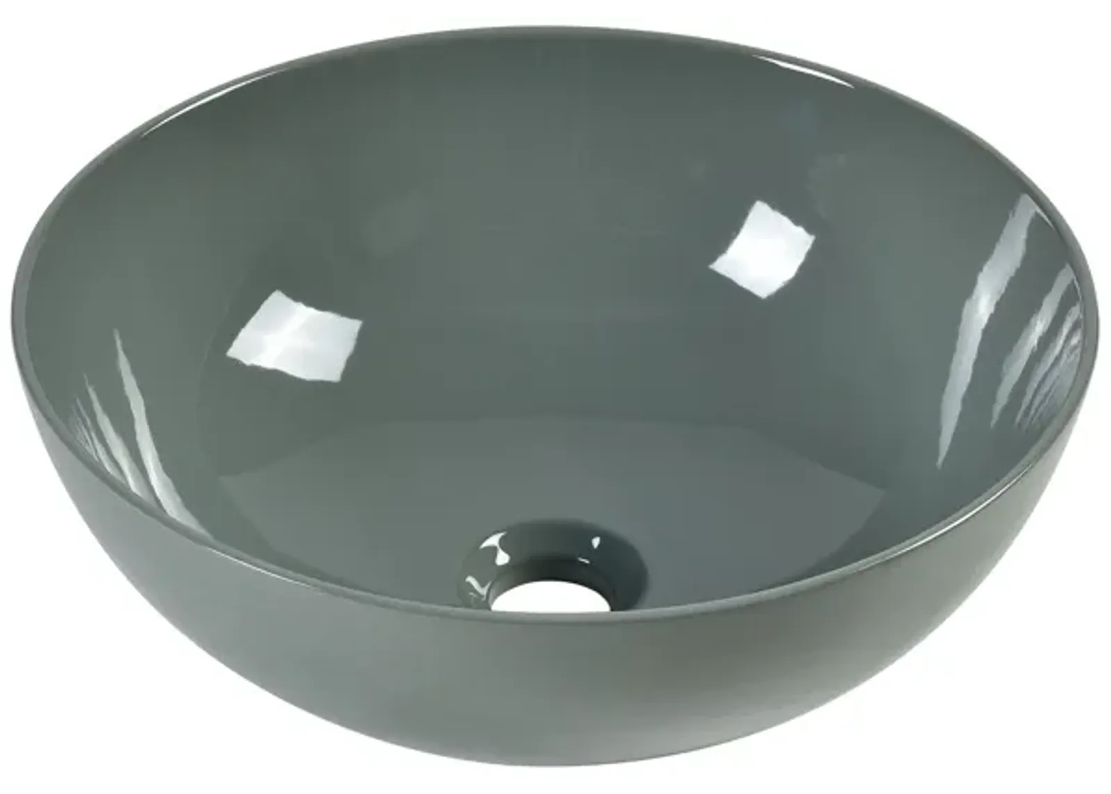 Vitreous China Round Vessel Sink - Polished Gray 15.2 inch