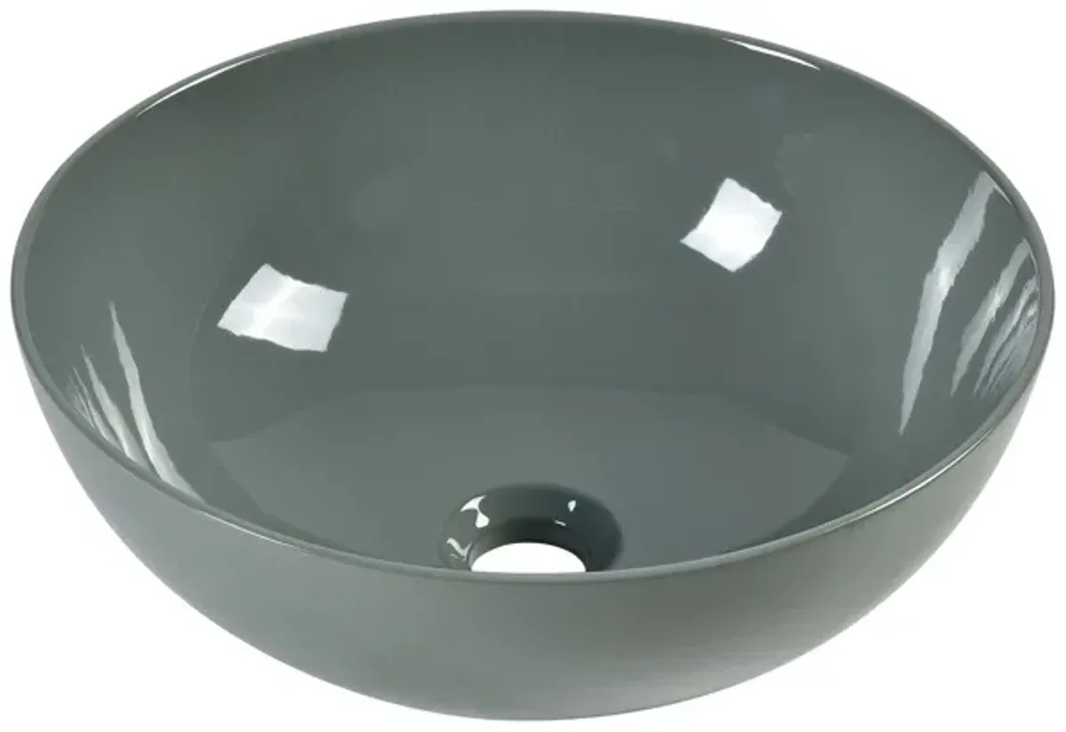 Vitreous China Round Vessel Sink - Polished Gray 15.2 inch