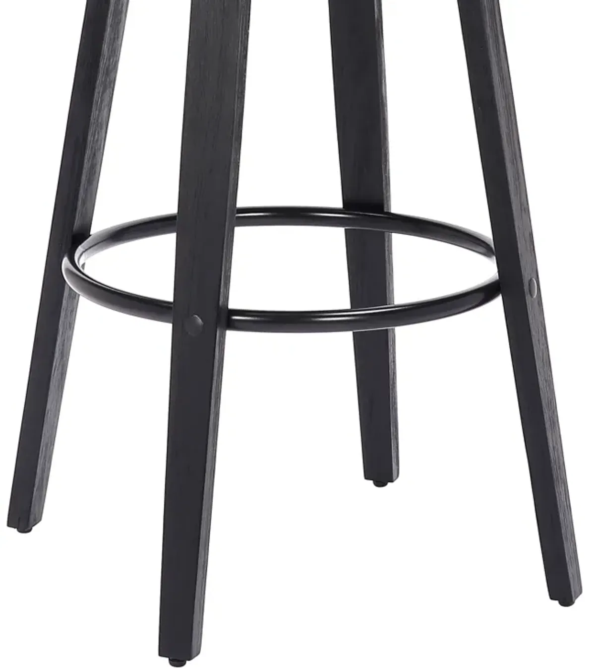 Harbor 30" Bar Height Backless Swivel Grey Faux Leather and Black Wood Mid-Century Modern Bar Stool