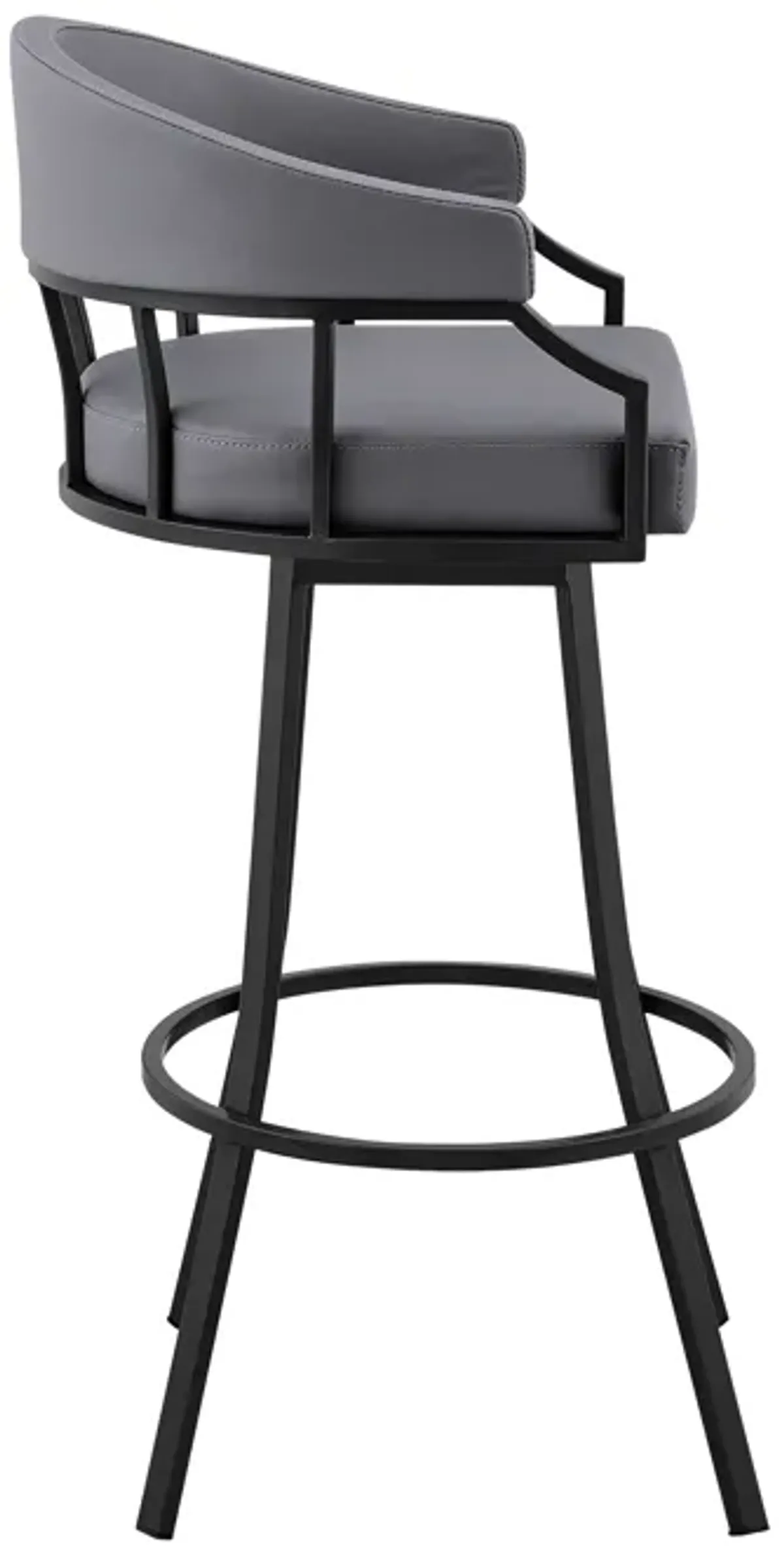 Palmdale 26" Swivel Slate Grey Faux Leather and Black Metal Bar Stool