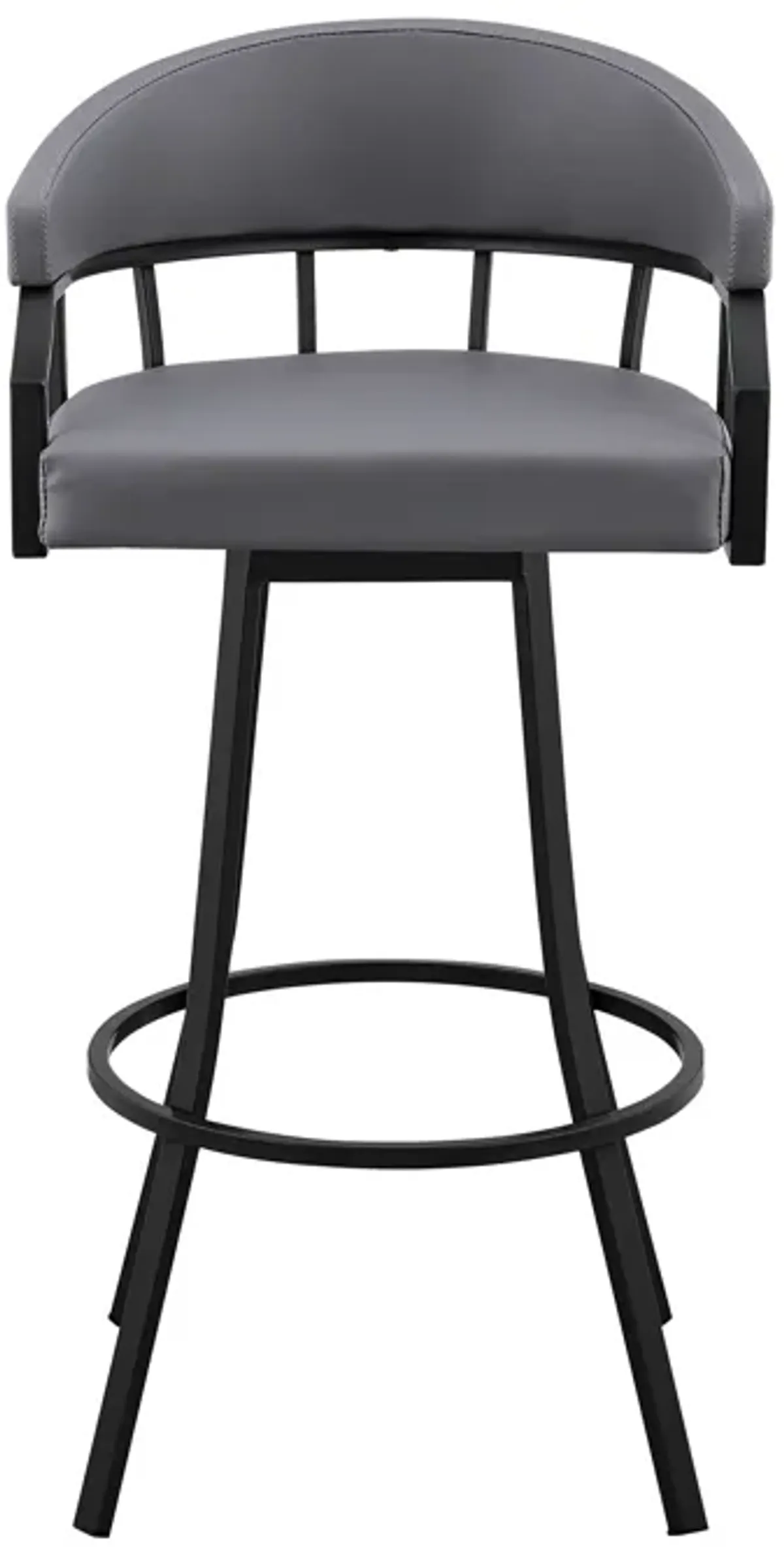 Palmdale 26" Swivel Slate Grey Faux Leather and Black Metal Bar Stool