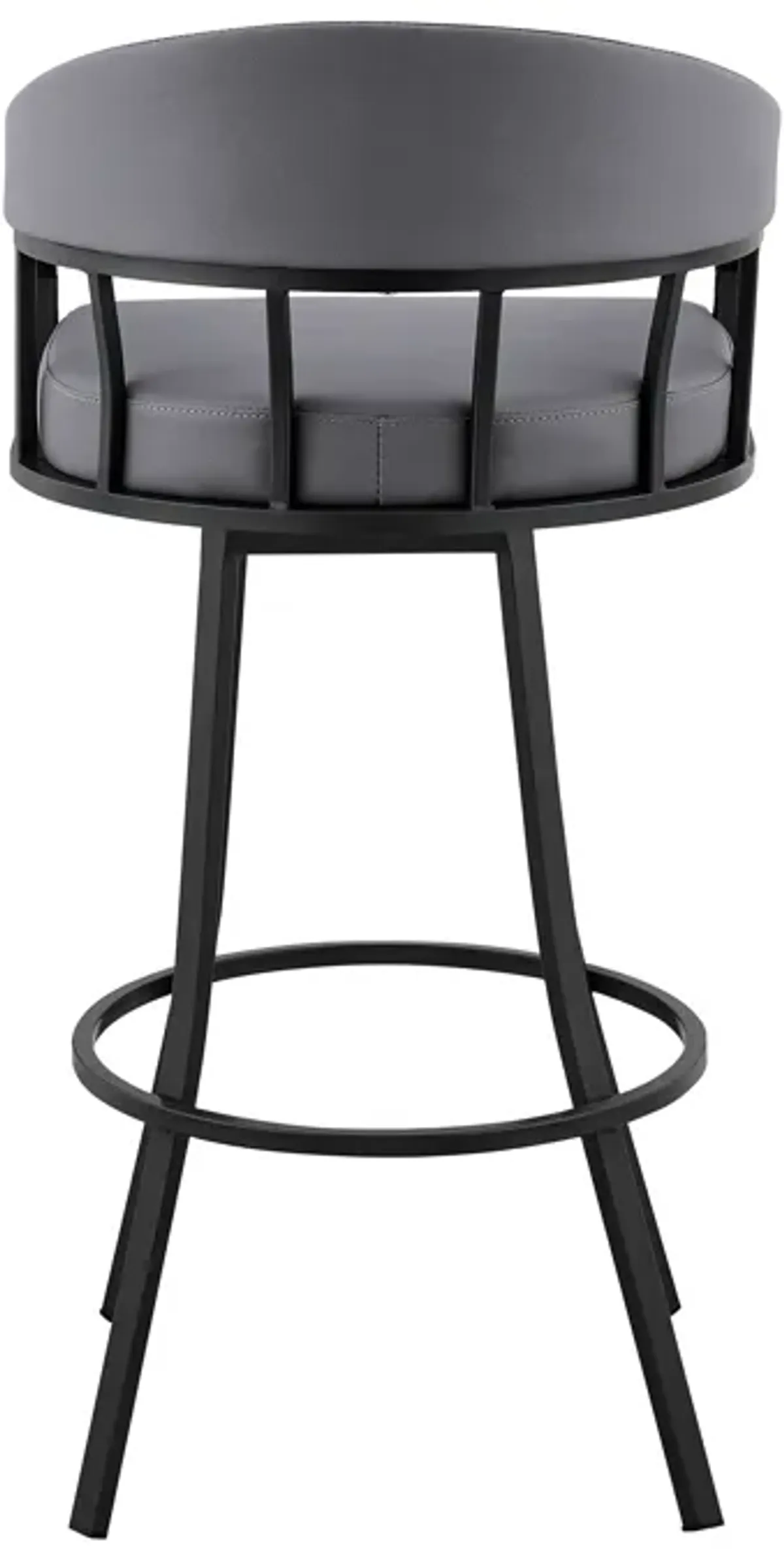 Palmdale 26" Swivel Slate Grey Faux Leather and Black Metal Bar Stool