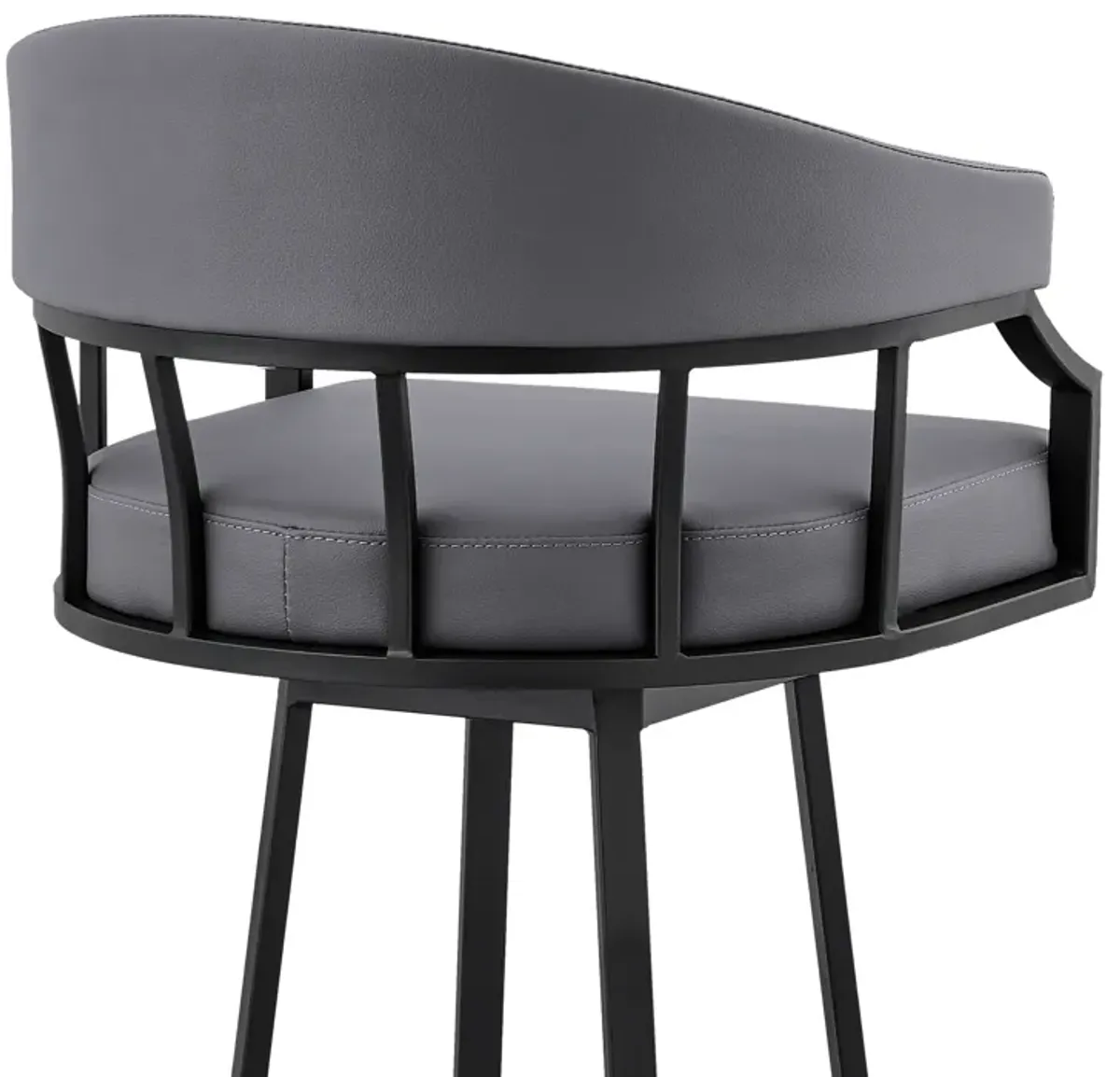 Palmdale 26" Swivel Slate Grey Faux Leather and Black Metal Bar Stool