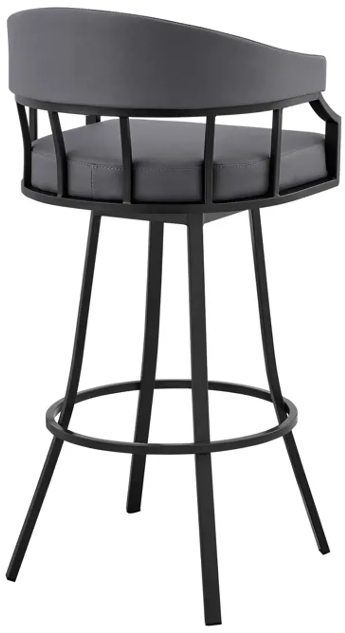 Palmdale 26" Swivel Slate Grey Faux Leather and Black Metal Bar Stool