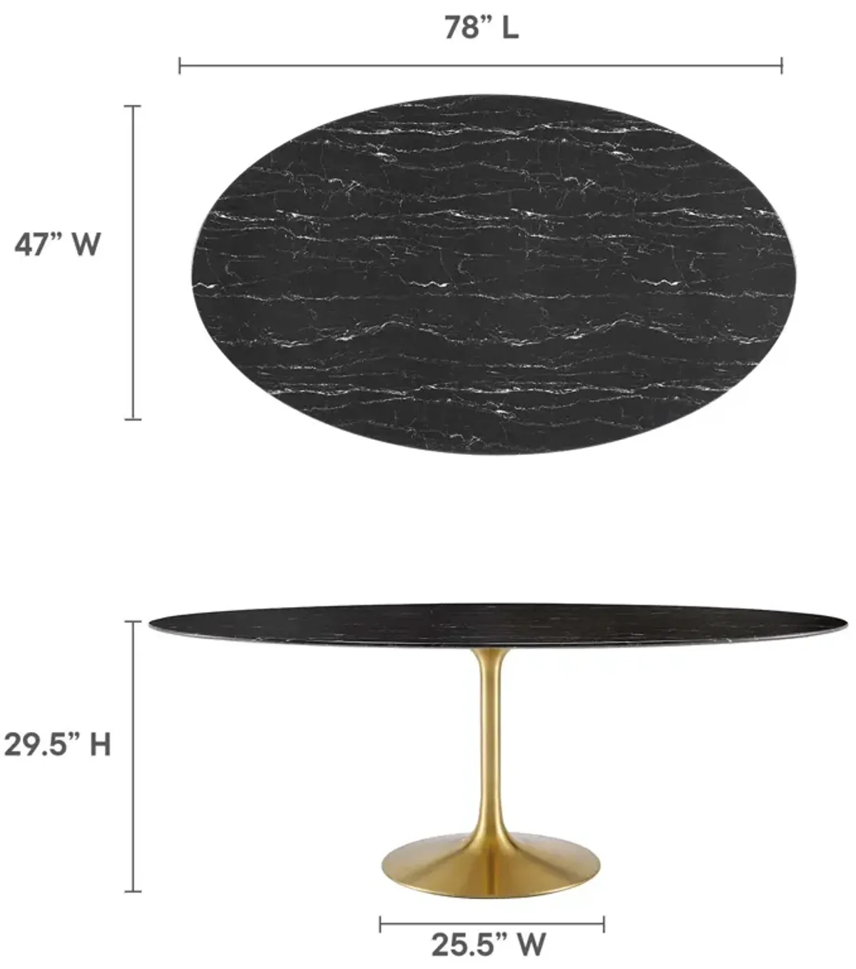 Lippa 78" Oval Artificial Marble Dining Table