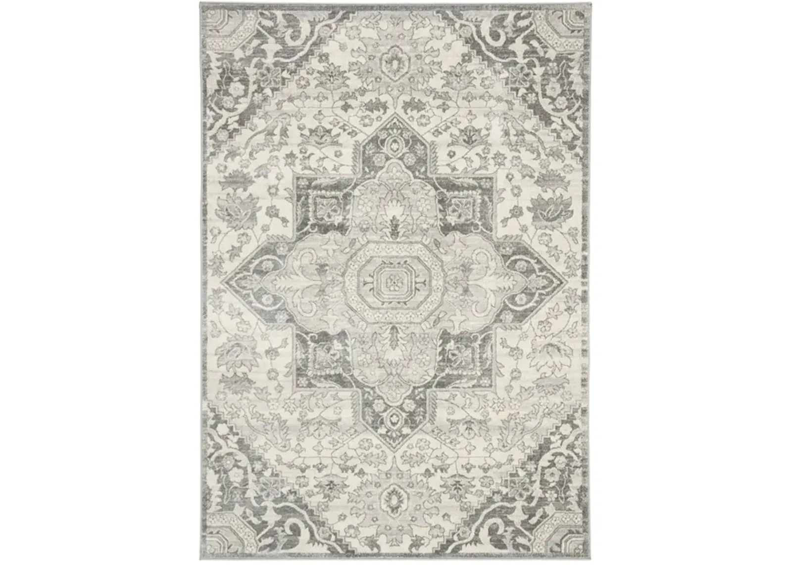 Brentwood 816 Grey / Cream 4' X 6' Small Rectangle Powerloomed Rug