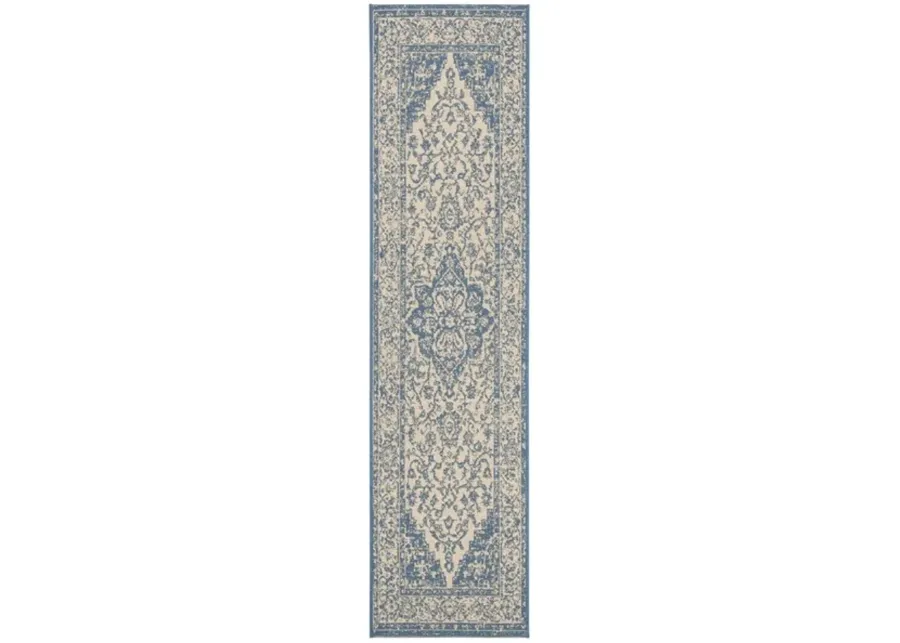 LINDEN 137 Collection LND137N-212 Cream / Blue 2'-2" X 12'