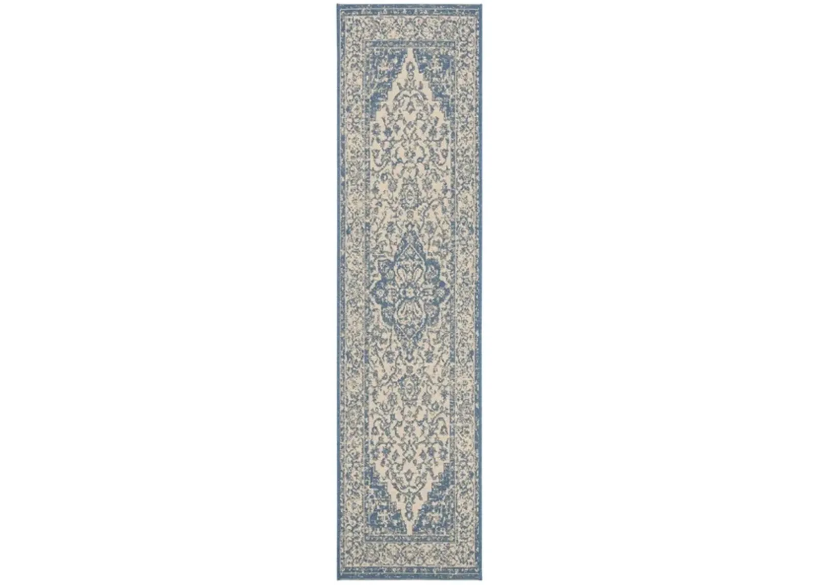 LINDEN 137 Collection LND137N-212 Cream / Blue 2'-2" X 12'