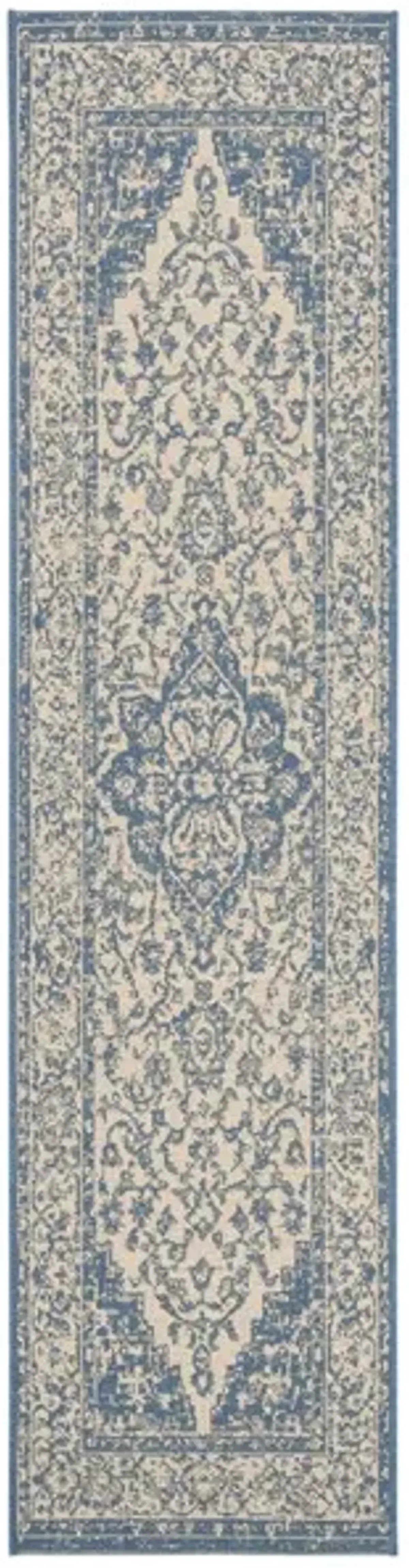 LINDEN 137 Collection LND137N-212 Cream / Blue 2'-2" X 12'