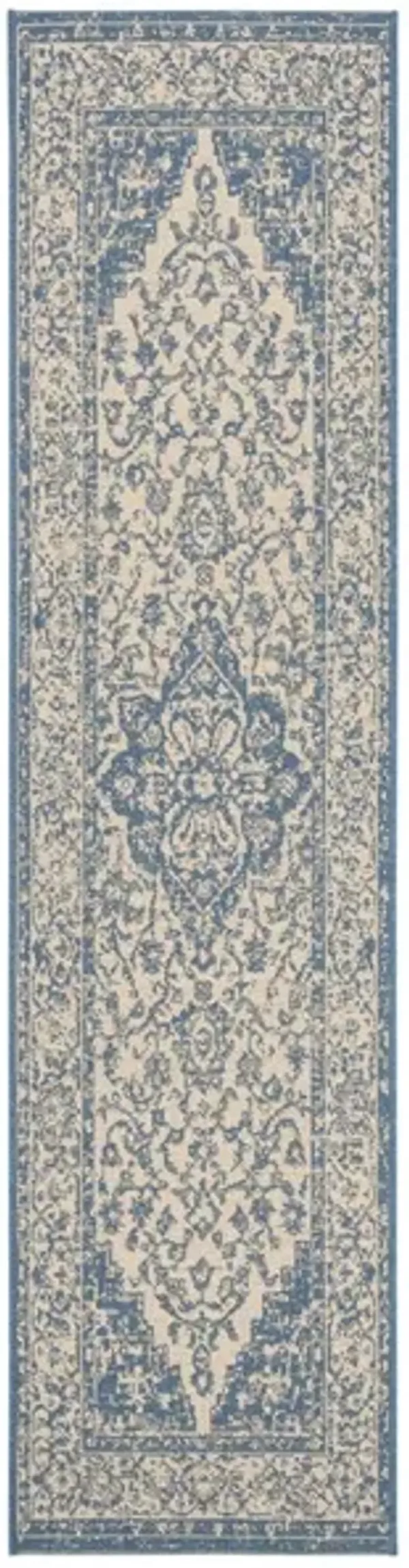 LINDEN 137 Collection LND137N-212 Cream / Blue 2'-2" X 12'