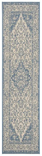 LINDEN 137 Collection LND137N-212 Cream / Blue 2'-2" X 12'