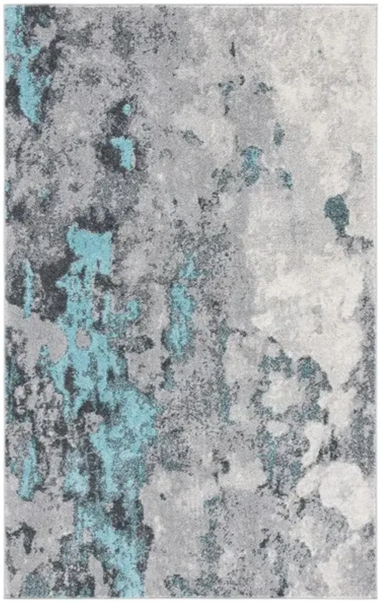 Adirondack Contemporary Turquoise / Grey 5'-1" X 7'-6" Powerloomed Rug