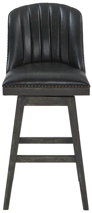 Journey 26" Counter Height Swivel Brown Onyx Faux Leather and American Grey Wood Bar Stool