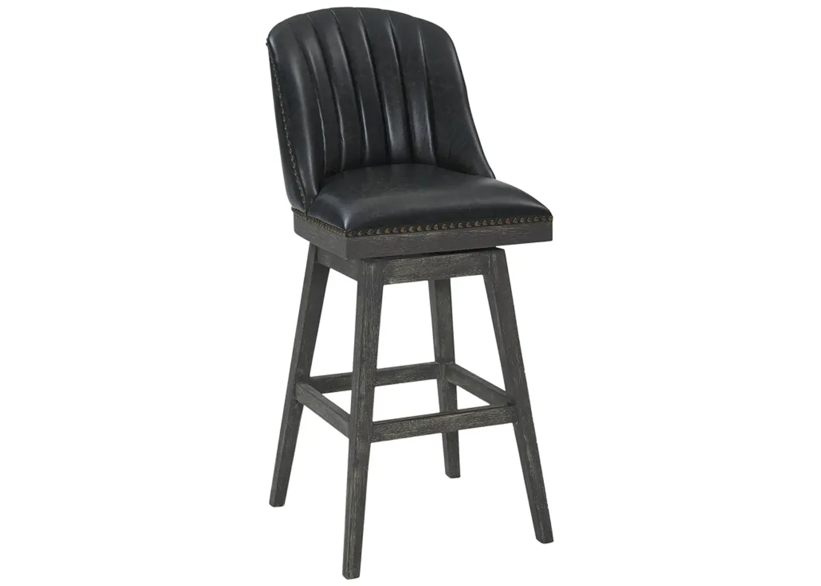 Journey 26" Counter Height Swivel Brown Onyx Faux Leather and American Grey Wood Bar Stool