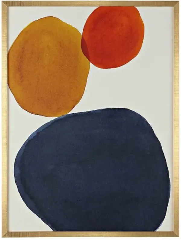 PRIMARY OBJECTIVE, 18 x 24 INCH, DENIM / GOLD, FRAMED WALL ART