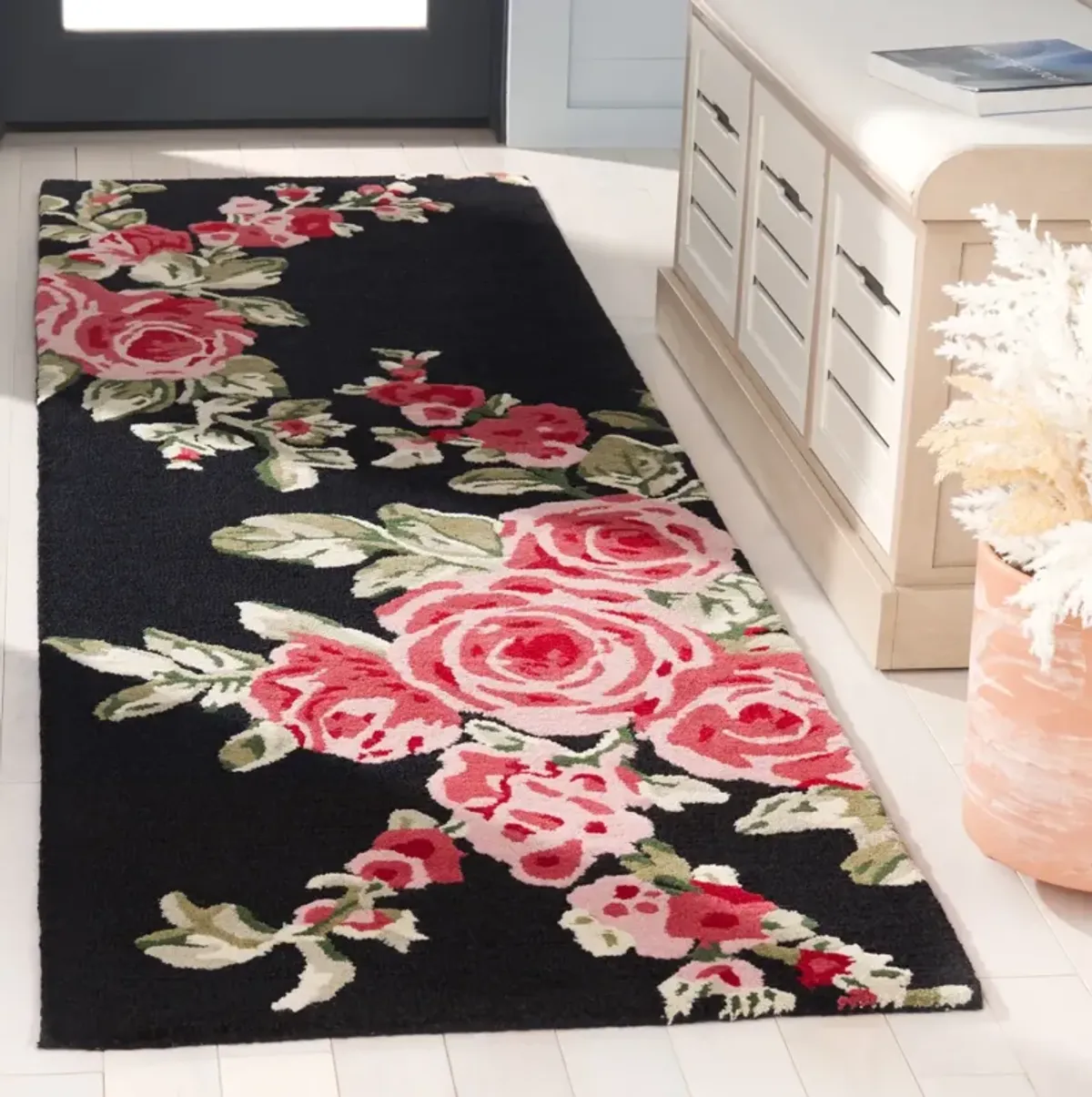 JARDIN 401 BLACK  2'-3' x 8' Runner Rug