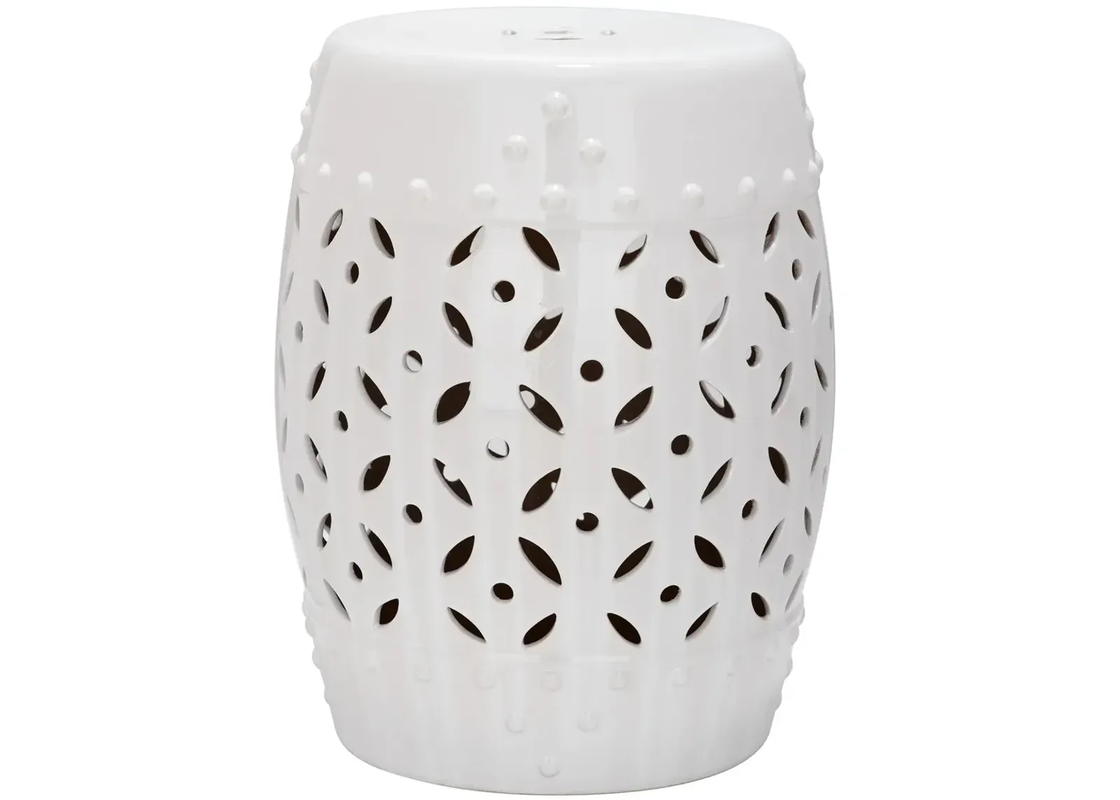 White Lattice Coin Garden Stool