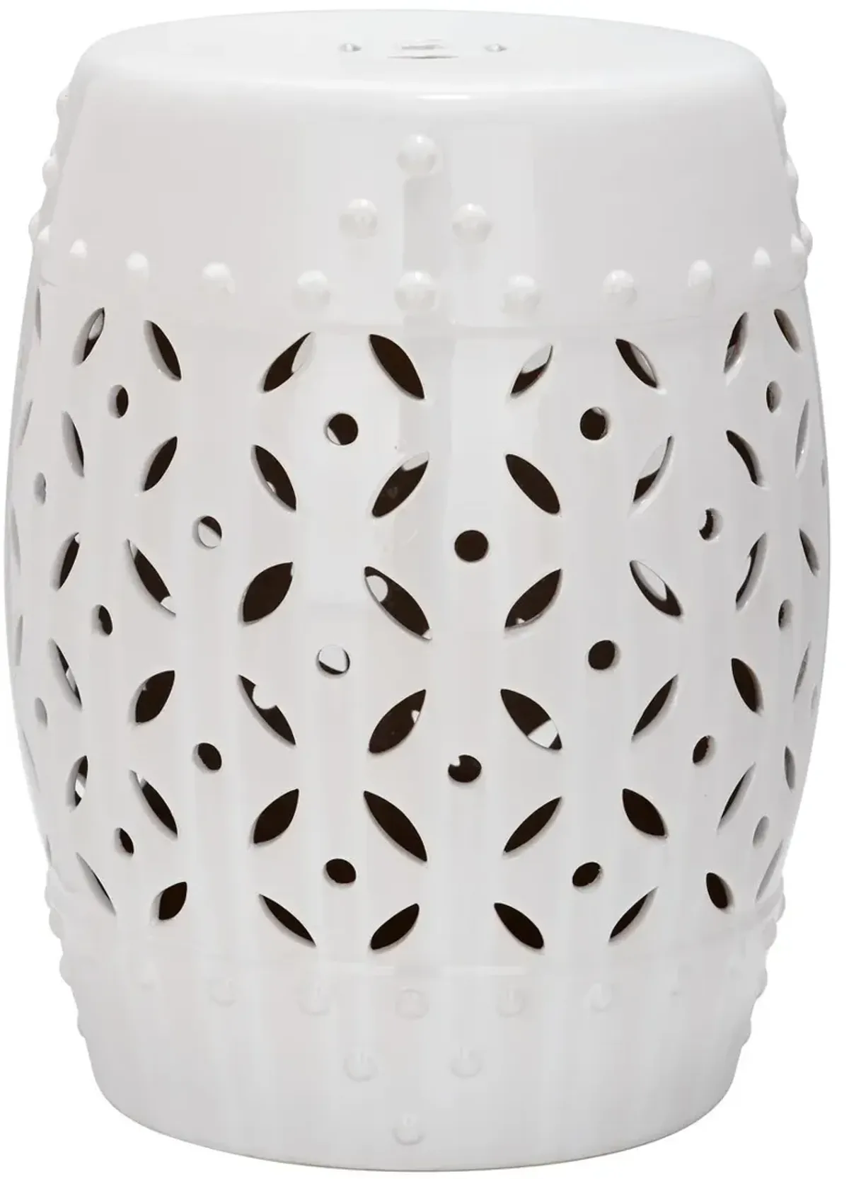 White Lattice Coin Garden Stool