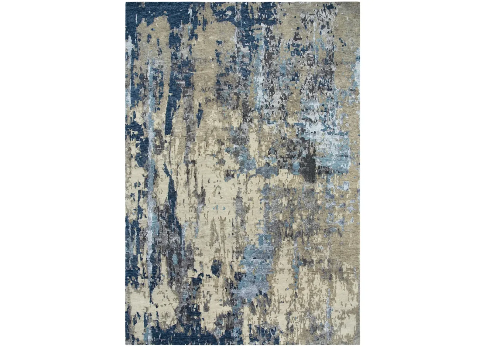 Finesse Beige/Gray Abstract Hand Spun New Zealand Wool/Tencel 6' x 9' Rectangle Rug