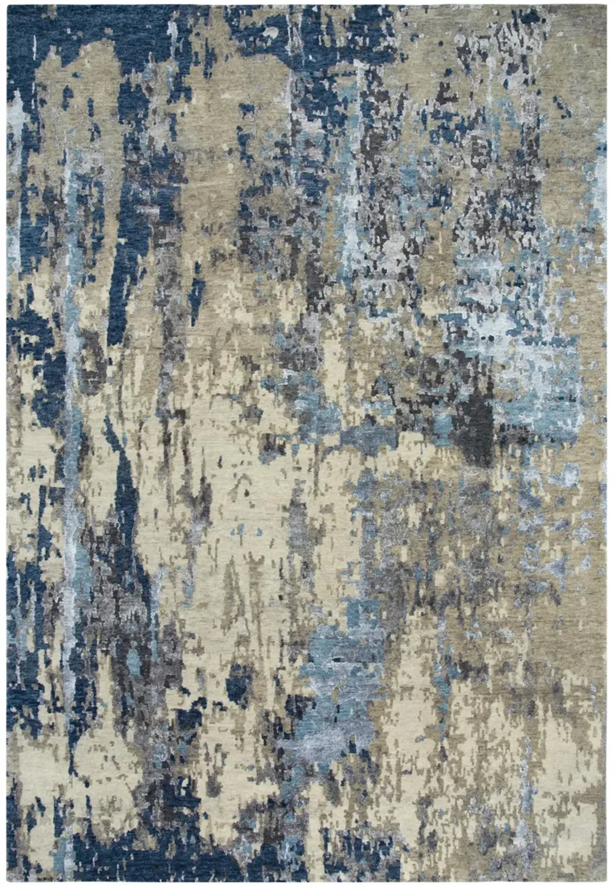 Finesse Beige/Gray Abstract Hand Spun New Zealand Wool/Tencel 6' x 9' Rectangle Rug