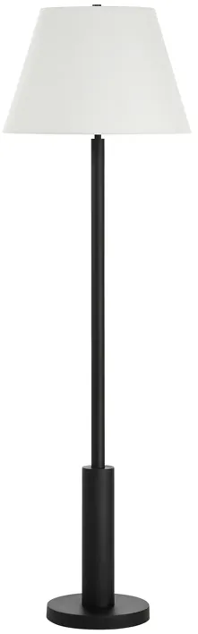 Pantera 65.5" Tall Matte Black Floor Lamp with Tapered Linen Shade
