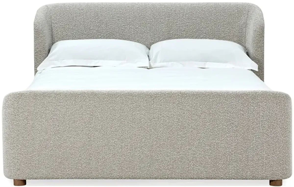 Kiki Queen-Size Upholstered Platform Bed In Cotton Ball Boucle