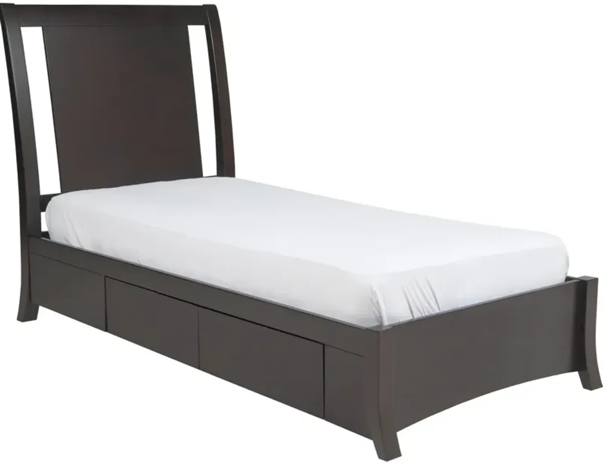 Nevis Full-Size Low Profile Storage Bed In Espresso
